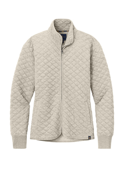 Front View of OatHthr Brooks Brothers Women's Diamond Quilt Full-Zip BB18213