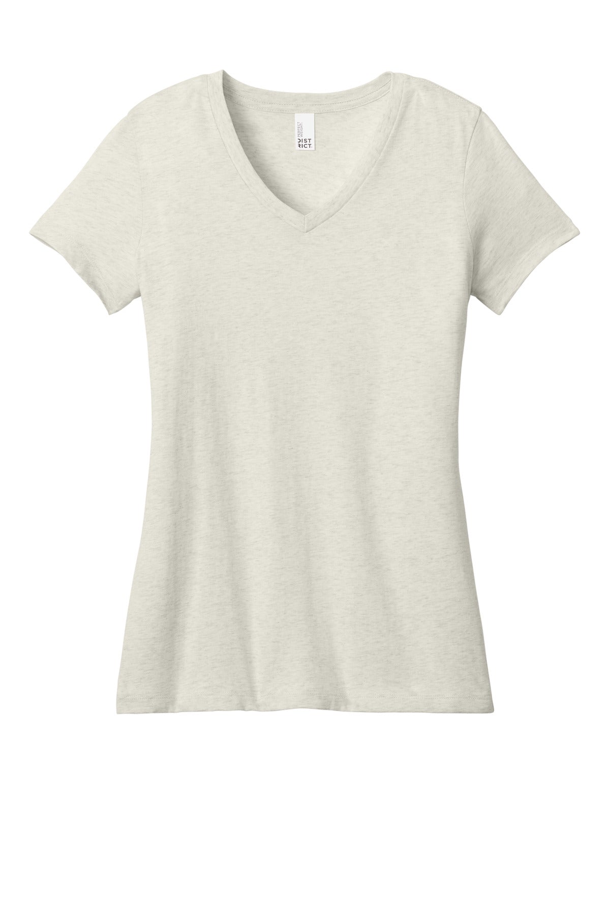 Front View of OatHthr District - Women's Perfect Weight V-Neck Tee. DM1170L