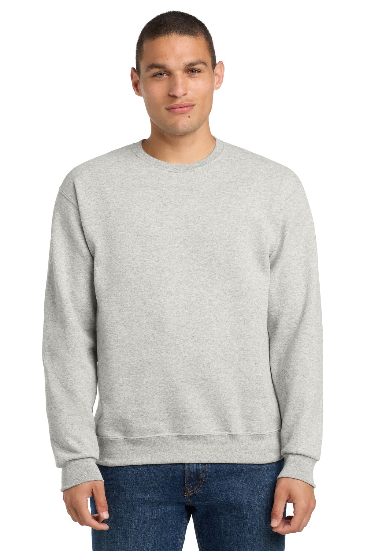 Front View of OatHthr Jerzees - NuBlend Crewneck Sweatshirt. 562M
