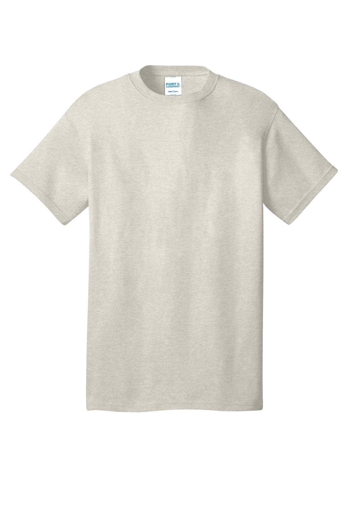 Front View of OatHthr Port & Co Core Cotton Tee. PC54