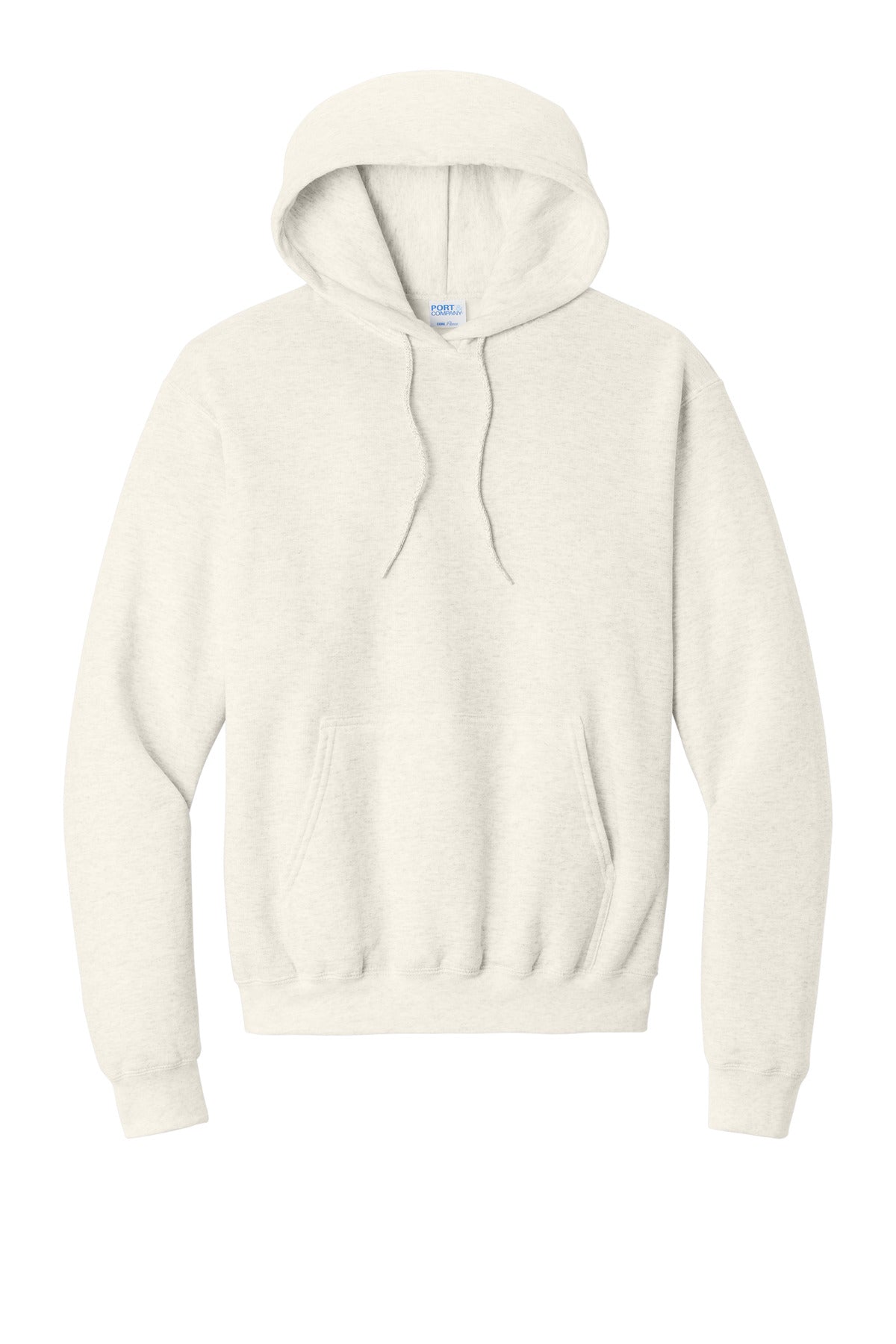 Front View of OatHthr Port & Co Core Fleece Pullover Hooded Sweatshirt. PC78H