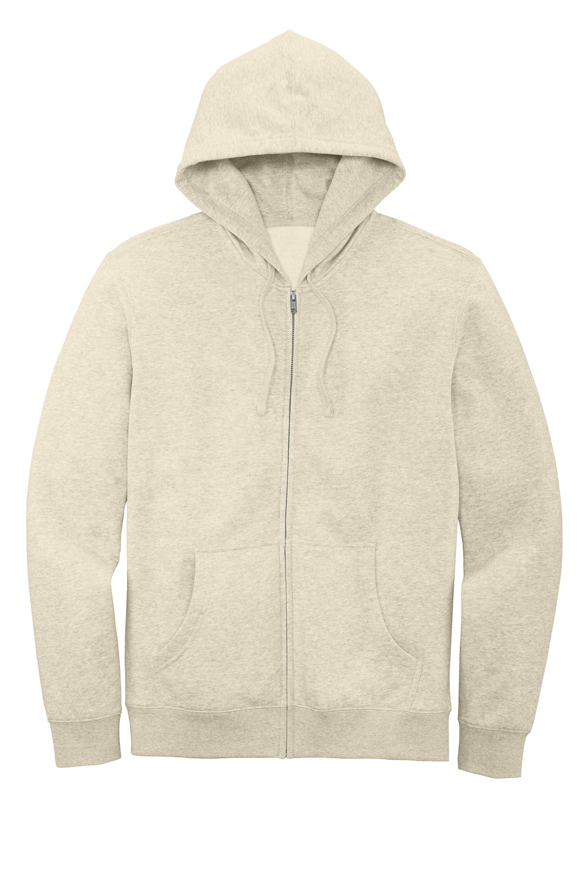 Front View of Oatmeal Hthr District V.I.T. Fleece Full-Zip Hoodie DT6102