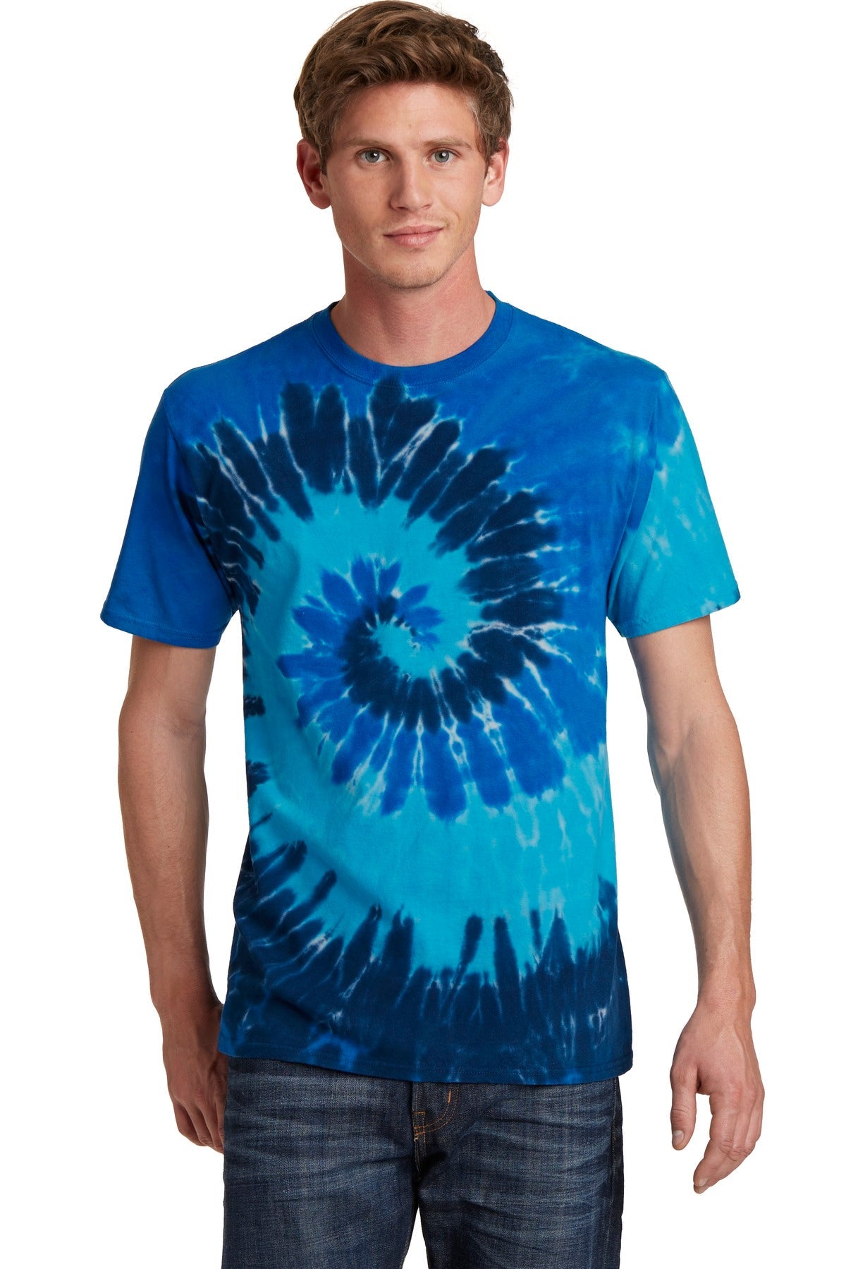 Front View of Ocean Rainbow Port & Co Tie-Dye Tee. PC147