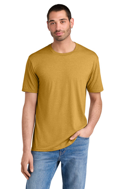 Front View of OchreYlwHr District Perfect Tri Tee. DM130