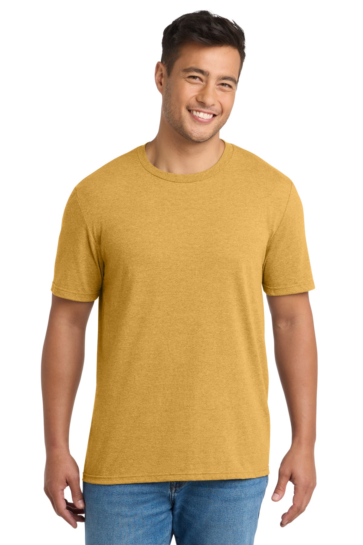 Front View of OchreYlwHr Port & Co Tri-Blend Tee. PC330