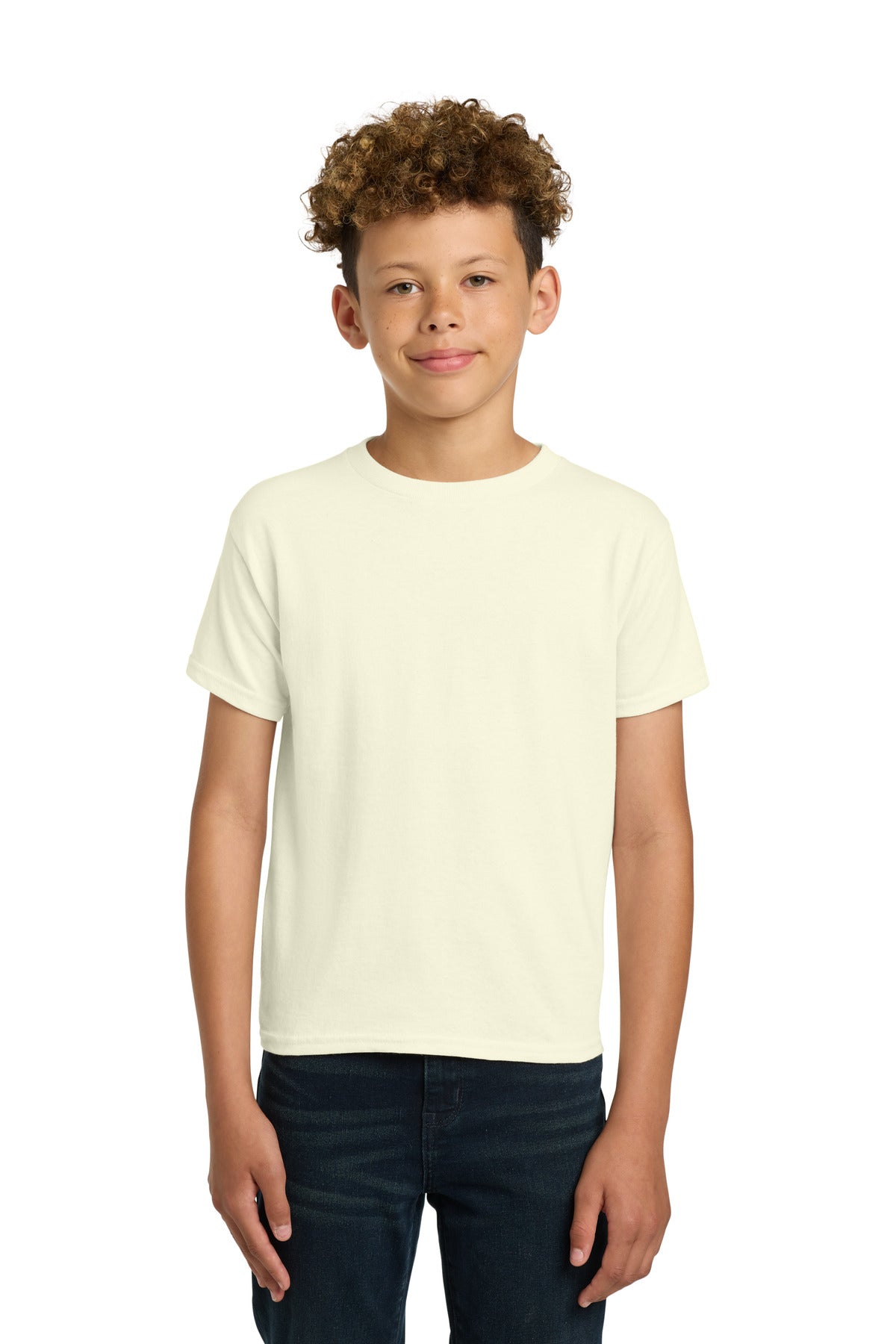 Front View of OffWhite Gildan - Youth Heavy Cotton 100% Cotton T-Shirt. 5000B