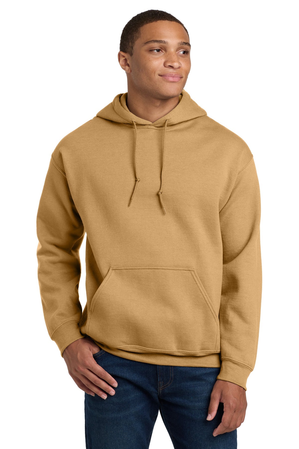 Front View of OldGold Gildan - Heavy Blend Hooded Sweatshirt. 18500