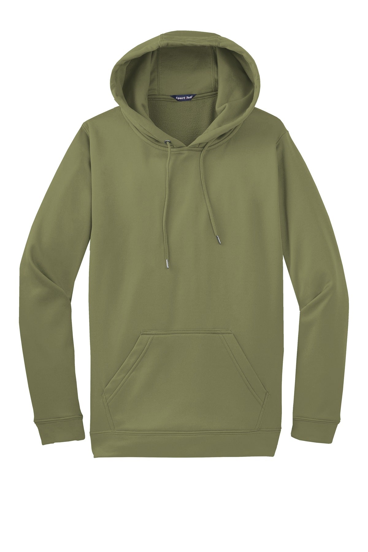 Front View of Olive Drab Grn Sport-Tek Sport-Wick Fleece Hooded Pullover. F244