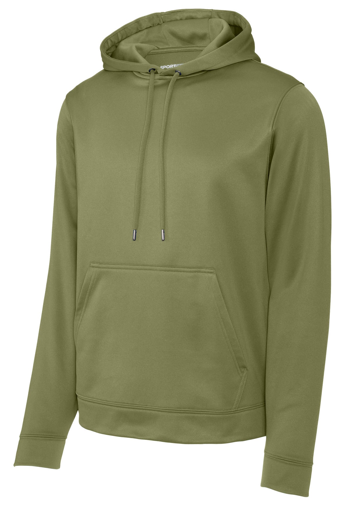 Front View of Olive Drab Grn Sport-Tek Sport-Wick Fleece Hooded Pullover. F244