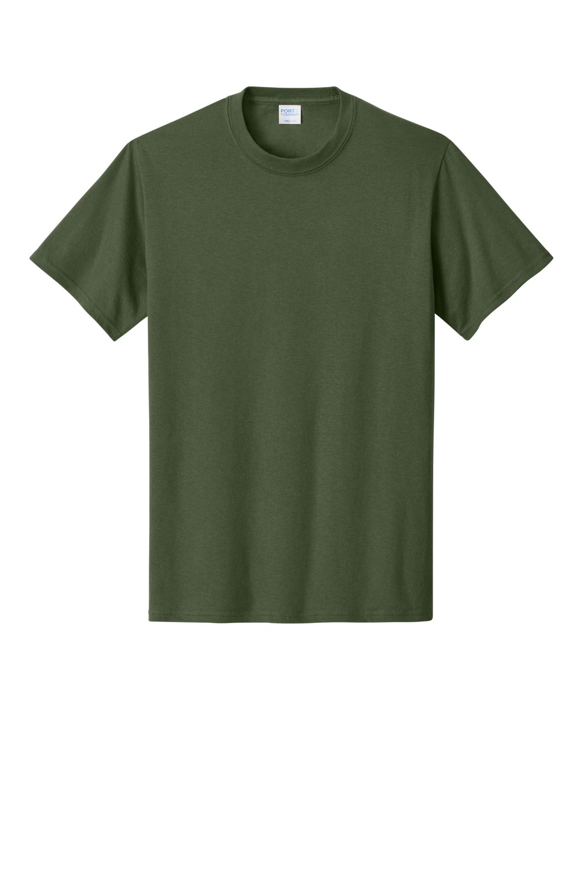 Front View of Olive Port & Co Core Cotton Tee. PC54