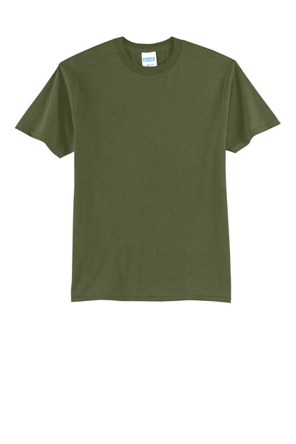 Front View of OlvDrabGn Port & Co Core Blend Tee. PC55