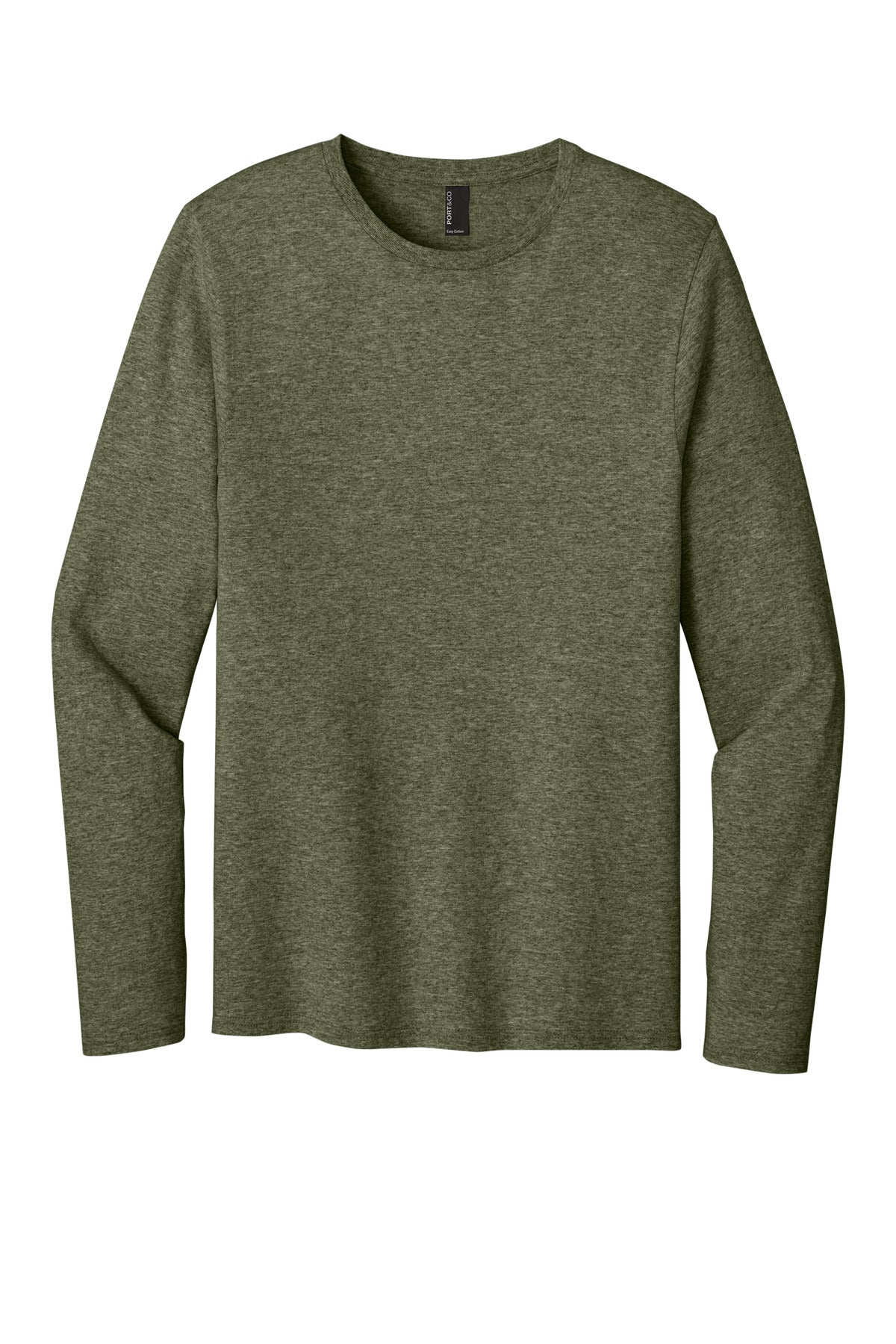 Front View of OlvDrabGnH Port & Co Easy Cotton Long Sleeve Tee PC43LS