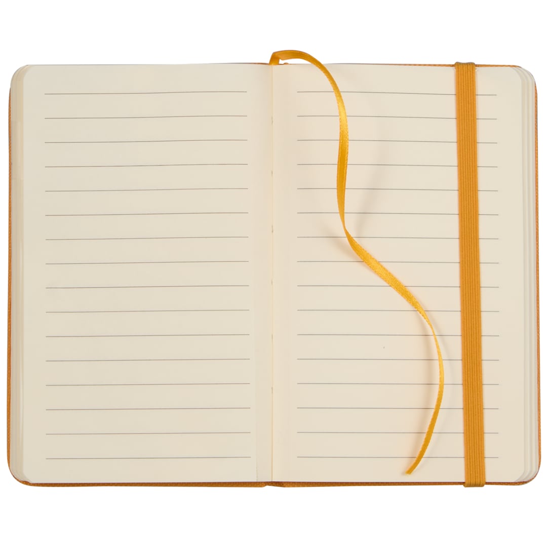 Front View of Orange 3.5" x 5.5" Recycled PET Pocket Bound Journal