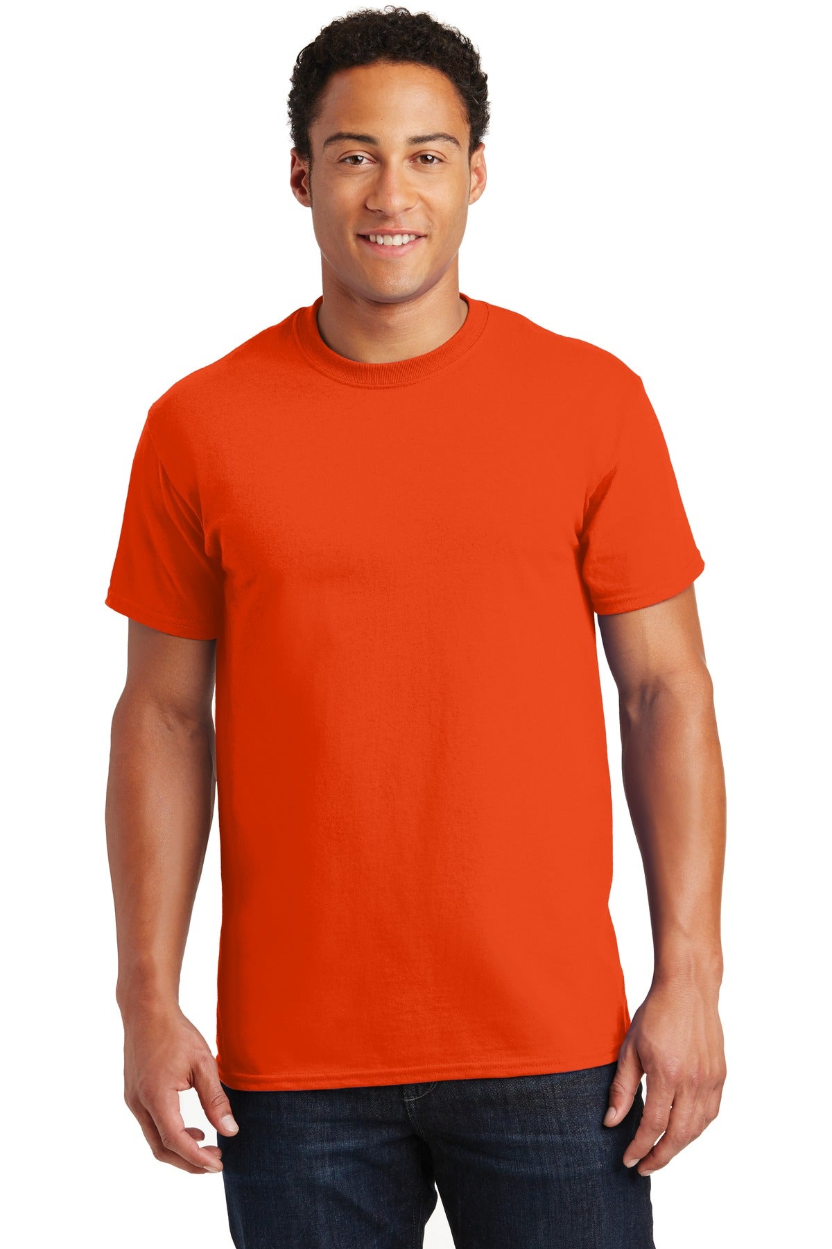 Front View of Orange Gildan - Ultra Cotton 100% US Cotton T-Shirt. 2000