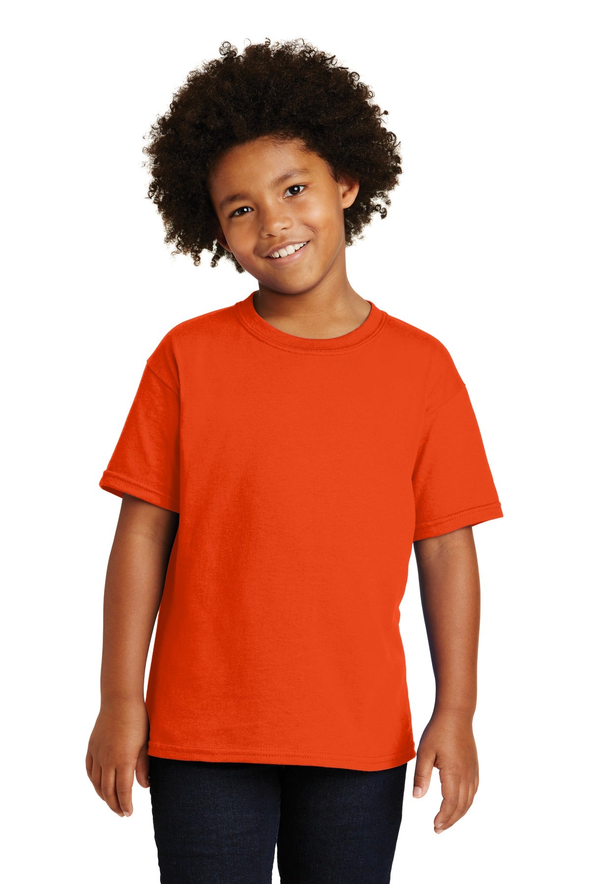 Front View of Orange Gildan - Youth Heavy Cotton 100% Cotton T-Shirt. 5000B