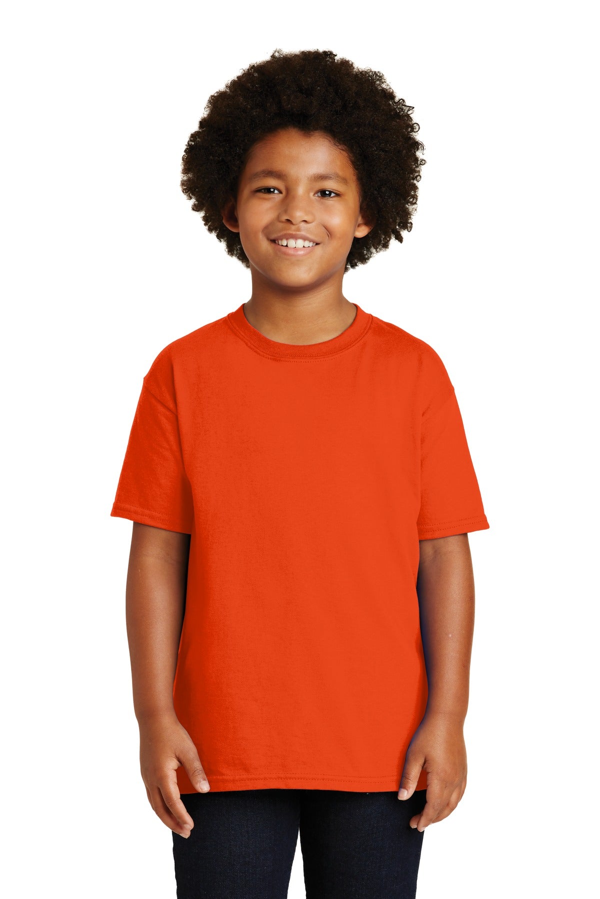 Front View of Orange Gildan - Youth Ultra Cotton 100% US Cotton T-Shirt. 2000B