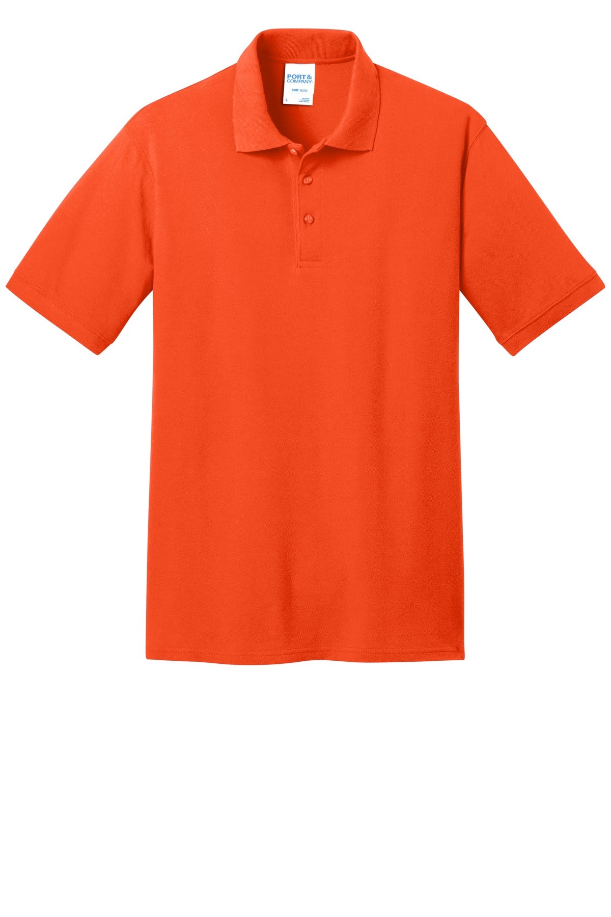 Front View of Orange Port & Co Core Blend Pique Polo. KP155