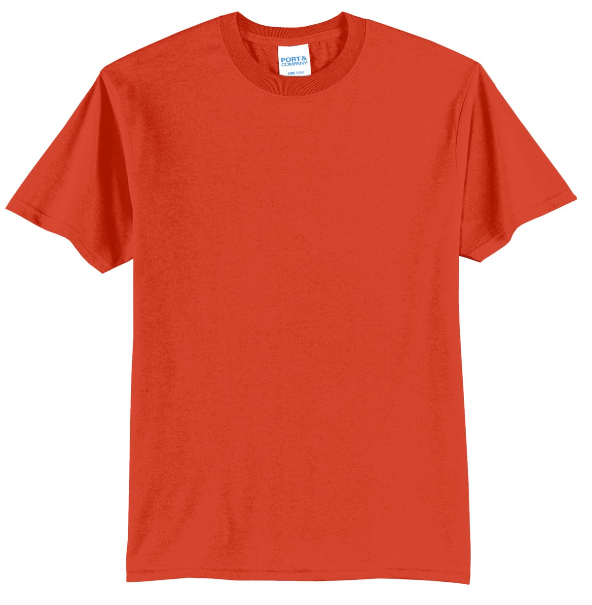 Front View of Orange Port & Co Core Blend Tee. PC55