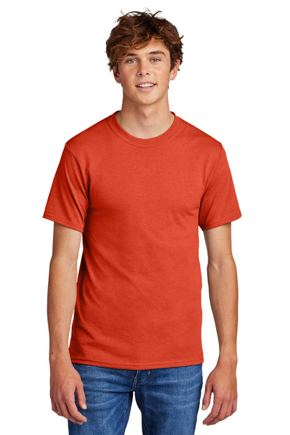 Front View of Orange Port & Co Core Blend Tee. PC55