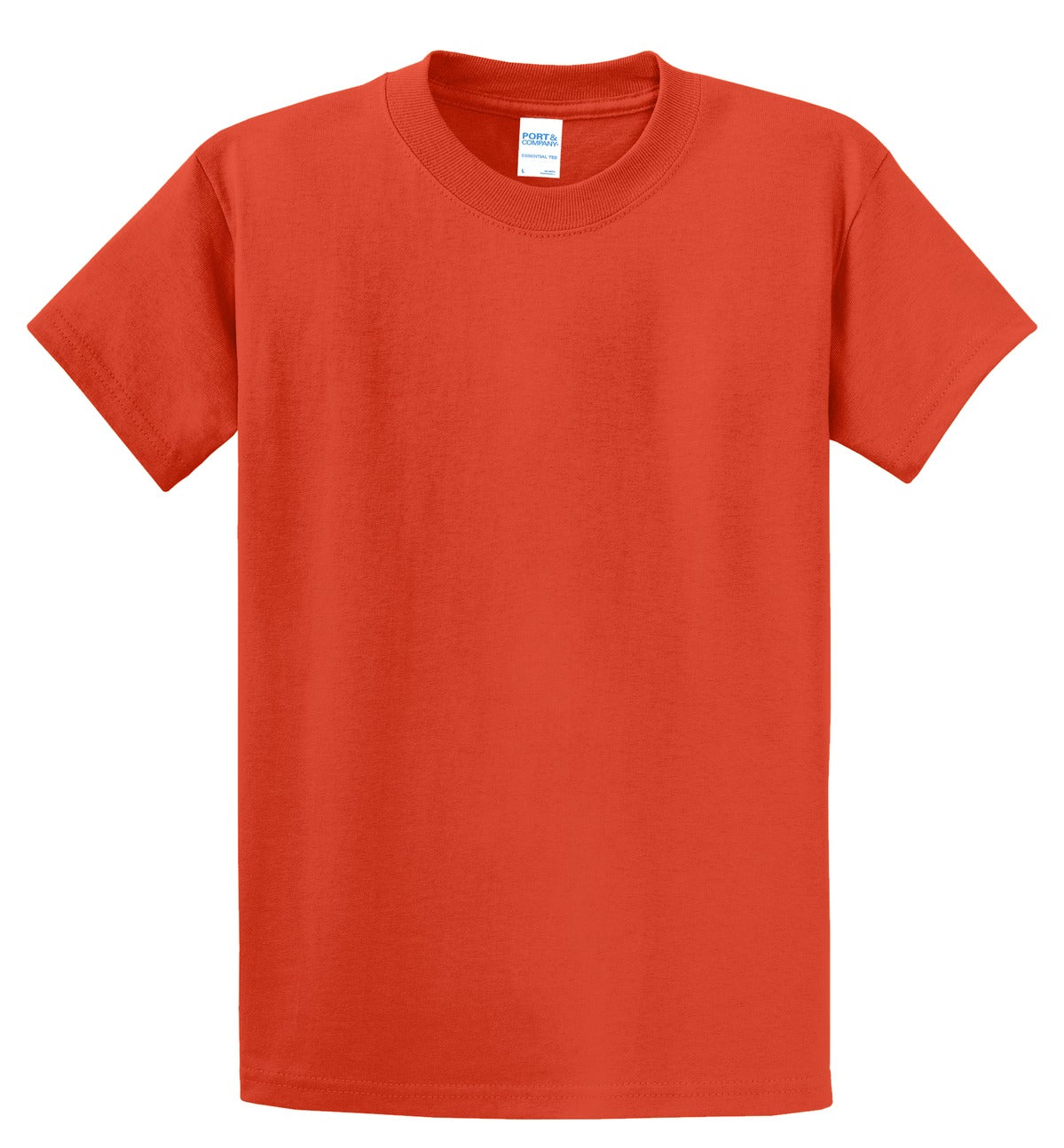 Front View of Orange Port & Co Essential Tee. PC61