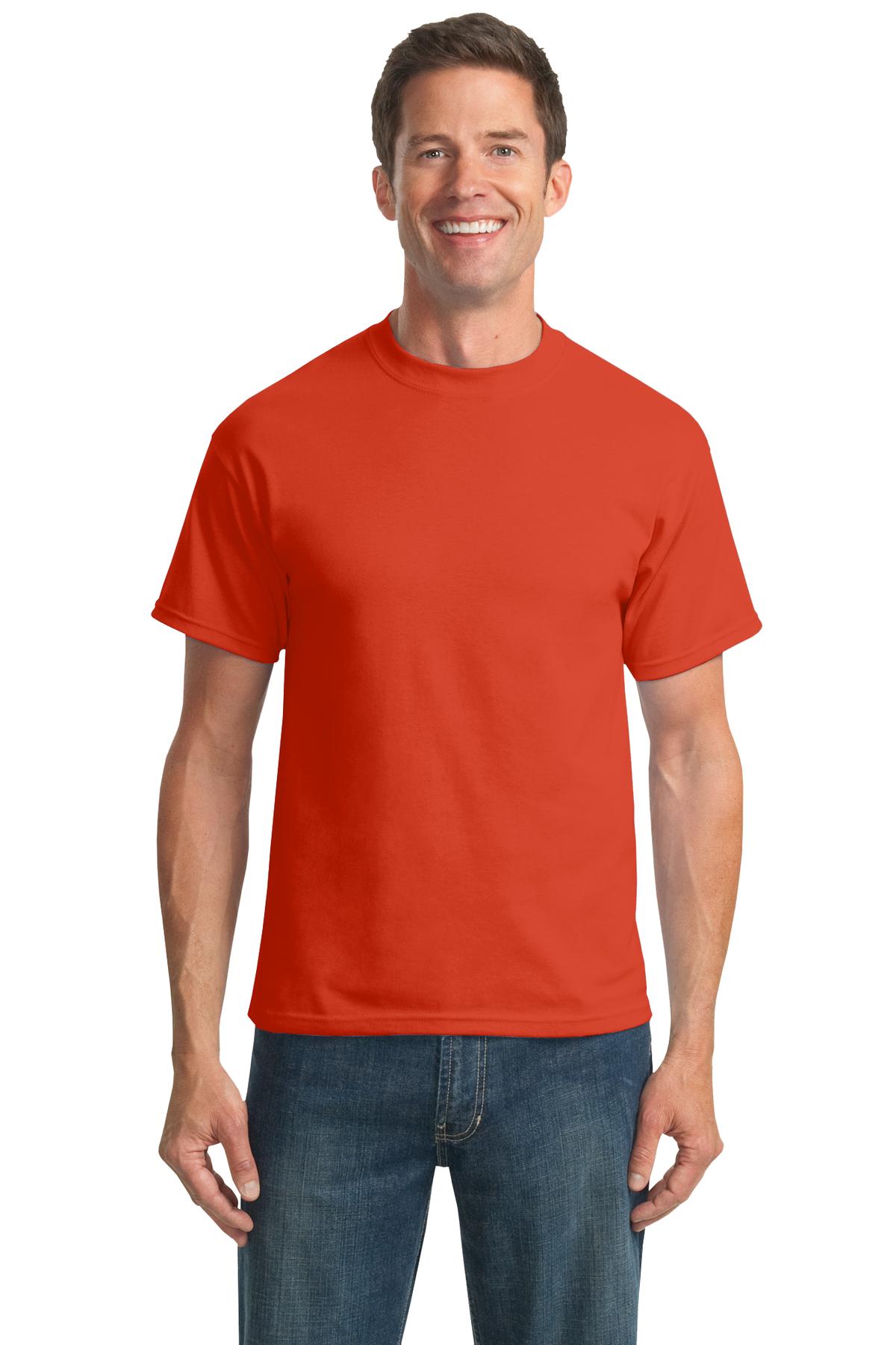 Front View of Orange Port & Co Tall Core Blend Tee. PC55T