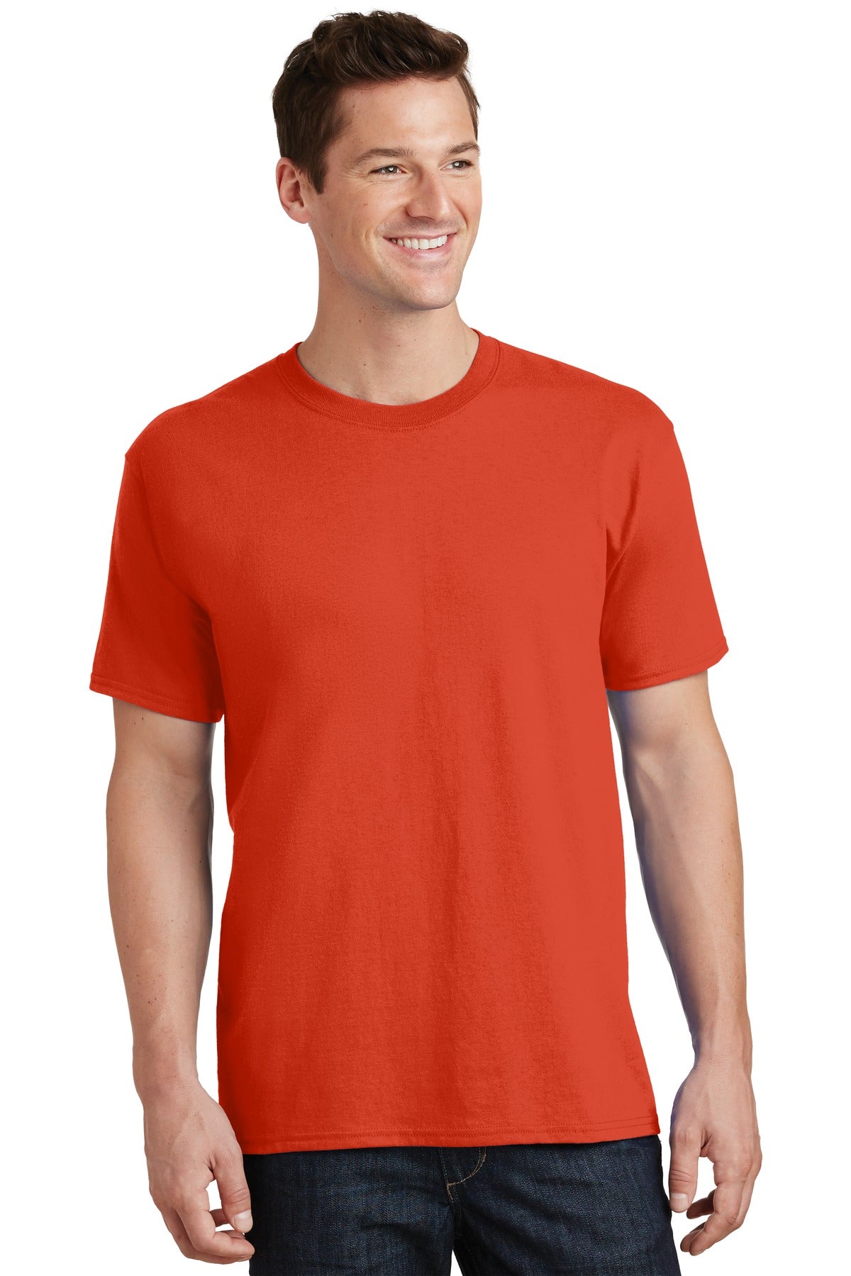 Front View of Orange Port & Co Tall Core Cotton Tee PC54T