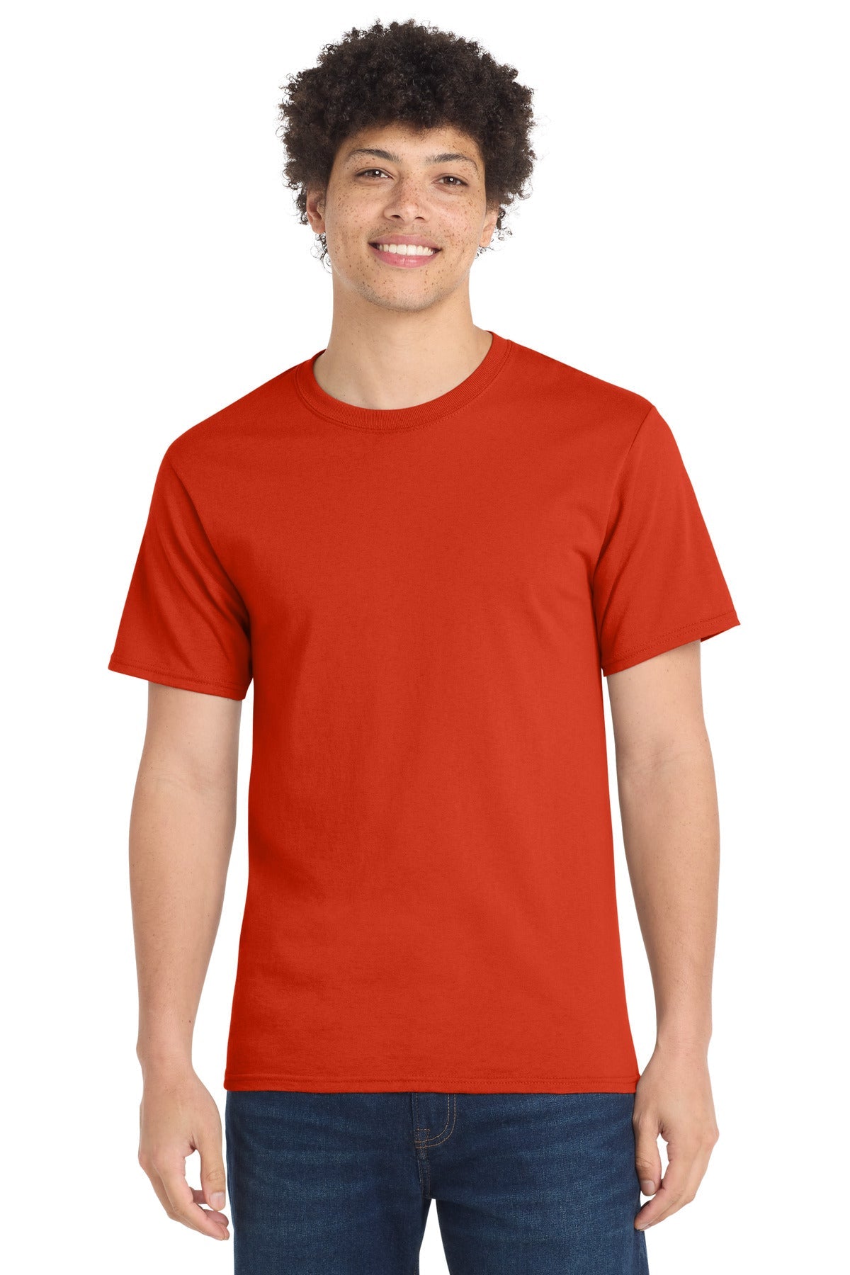 Front View of Orange Port & Co Tall Essential Tee. PC61T
