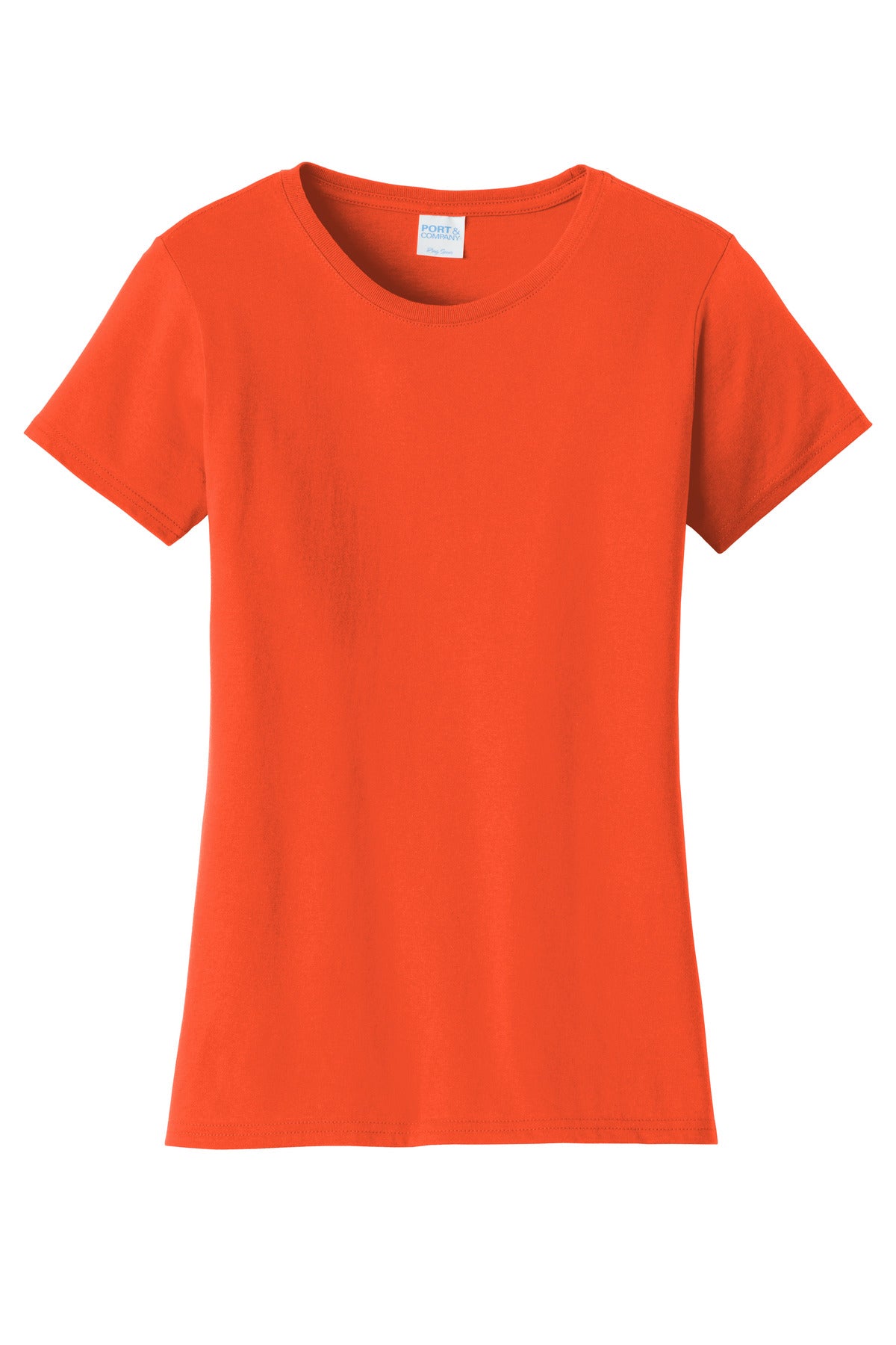 Front View of Orange Port & Co Women's Fan Favorite Tee. LPC450