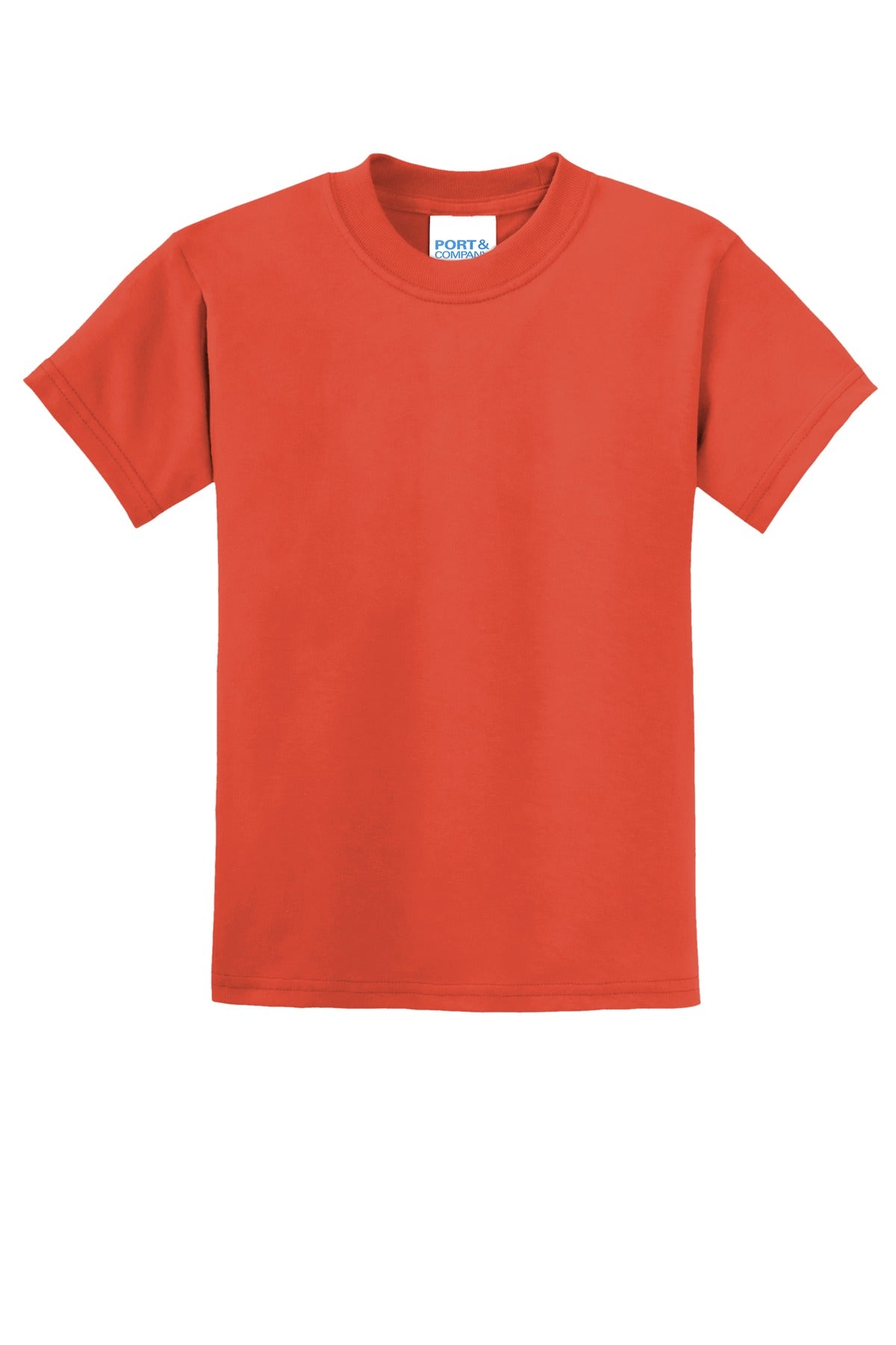Front View of Orange Port & Co Youth Core Blend Tee. PC55Y