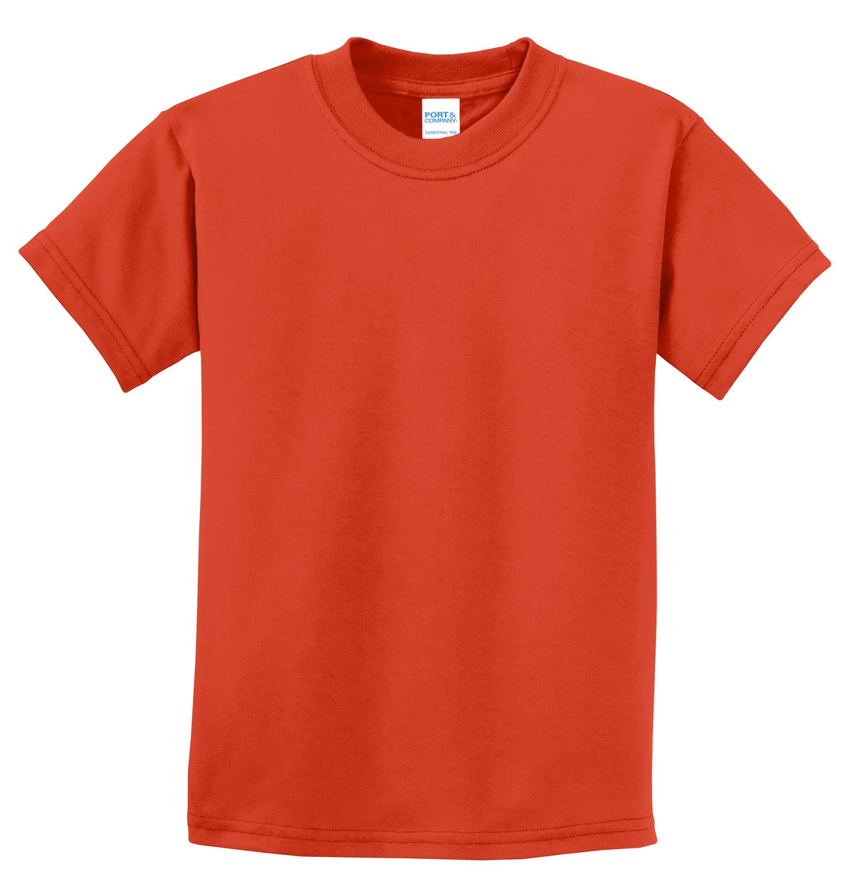 Front View of Orange Port & Co Youth Essential Tee. PC61Y