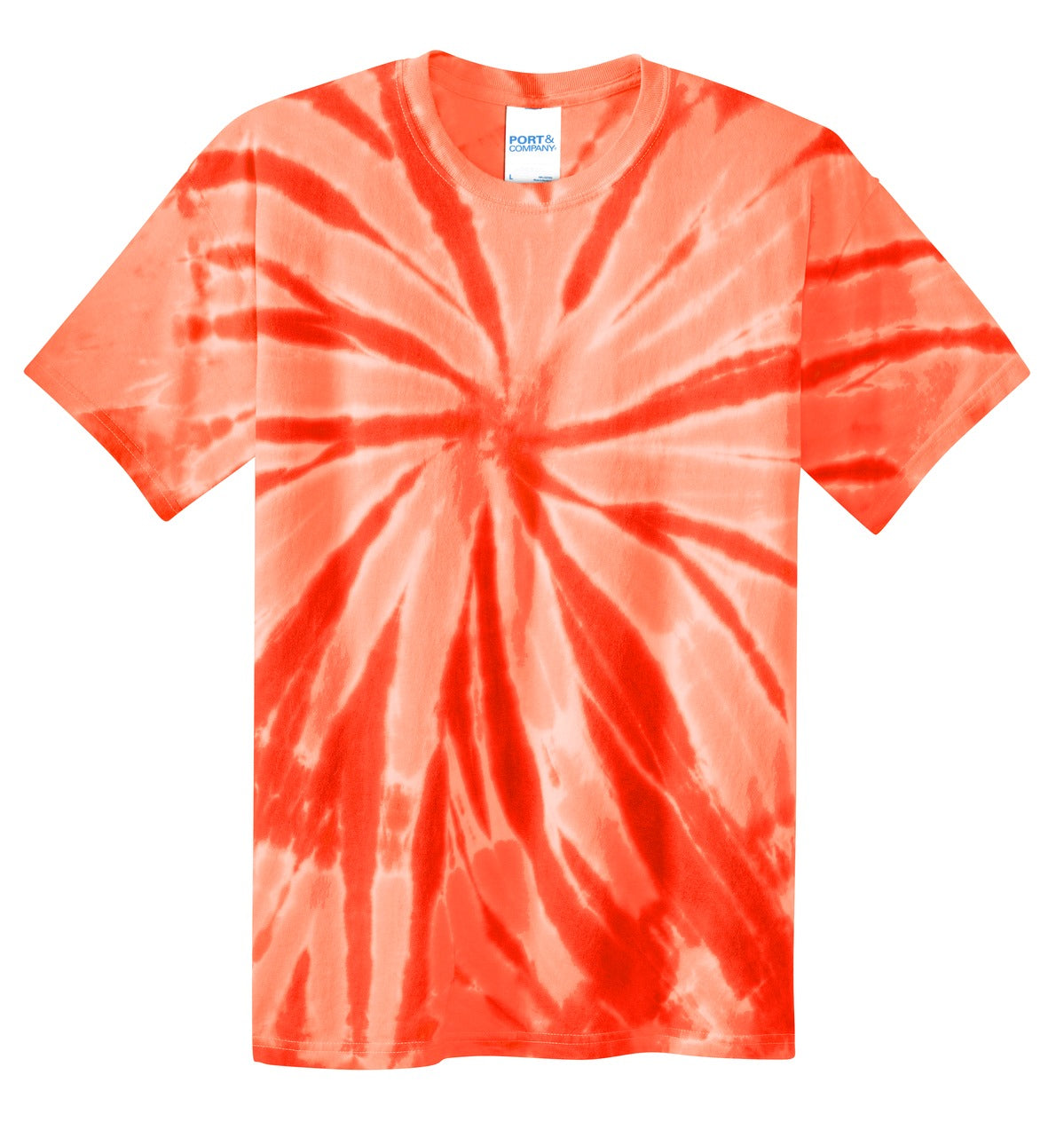 Front View of Orange Port & Co Youth Tie-Dye Tee. PC147Y