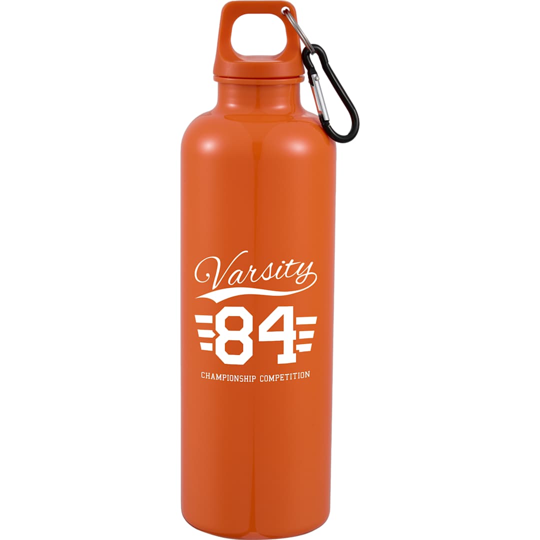 Front View of Orange Race 25oz  Recycled Bottle with Carabiner
