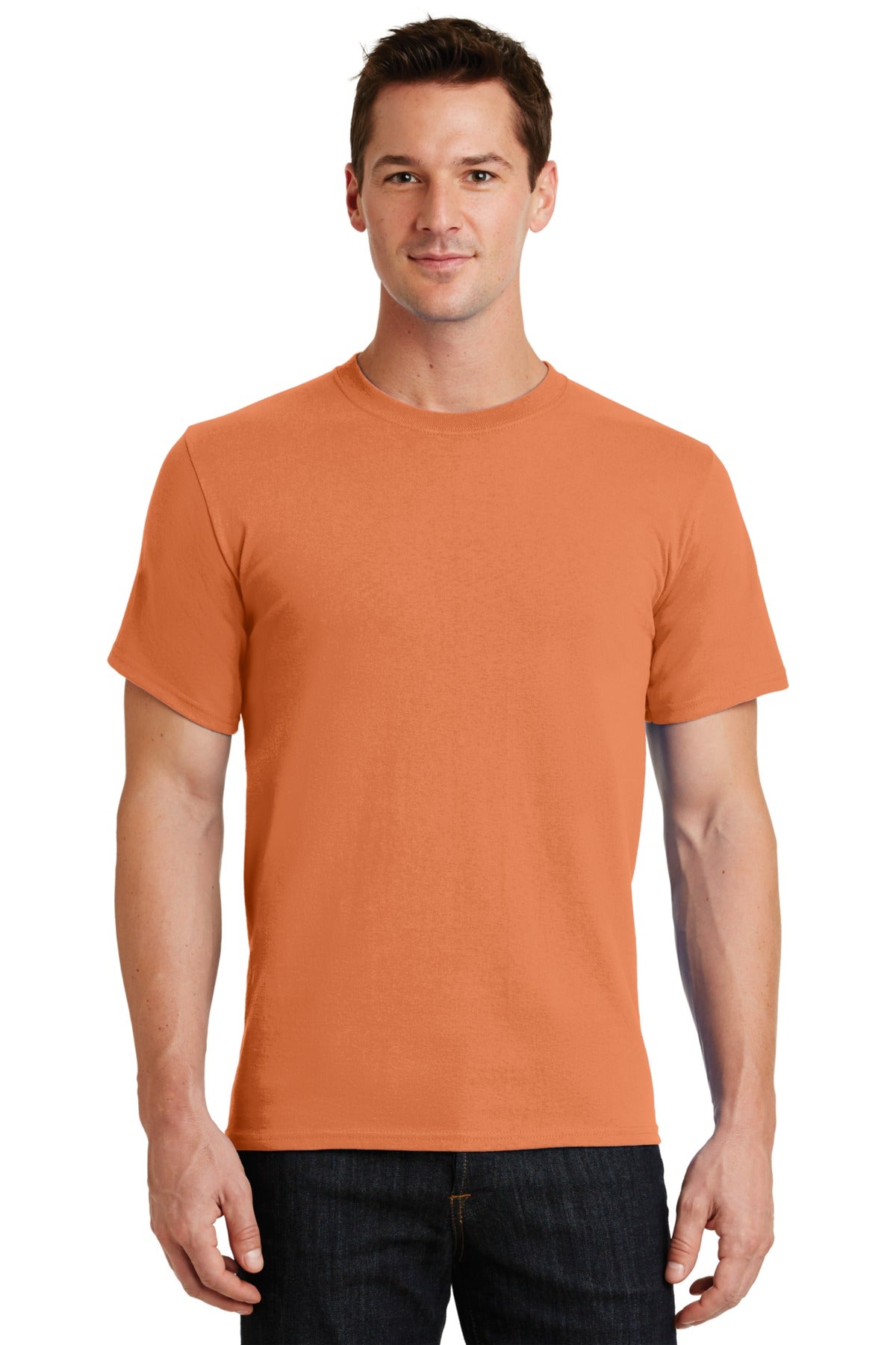 Front View of Orange Sherbet Port & Co Essential Tee. PC61