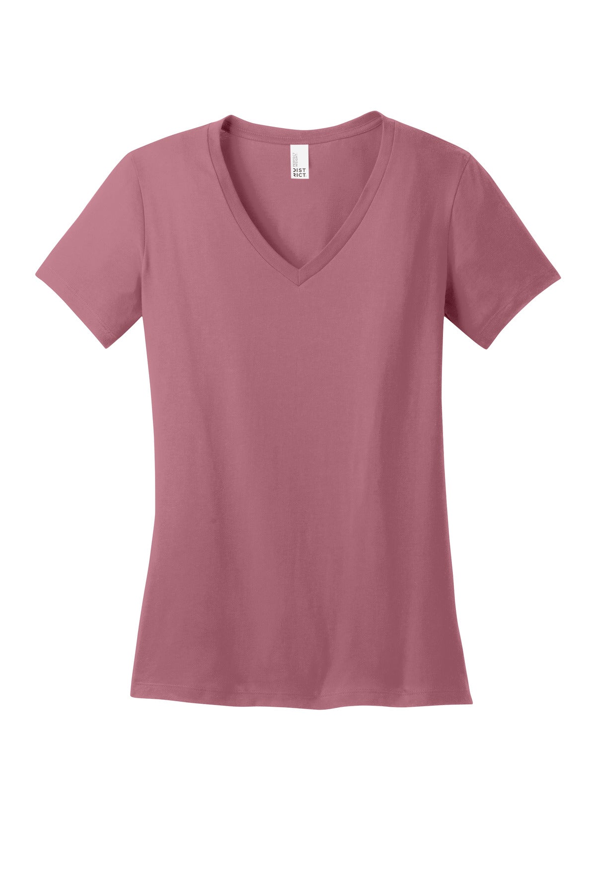Front View of OrchidHaze District - Women's Perfect Weight V-Neck Tee. DM1170L