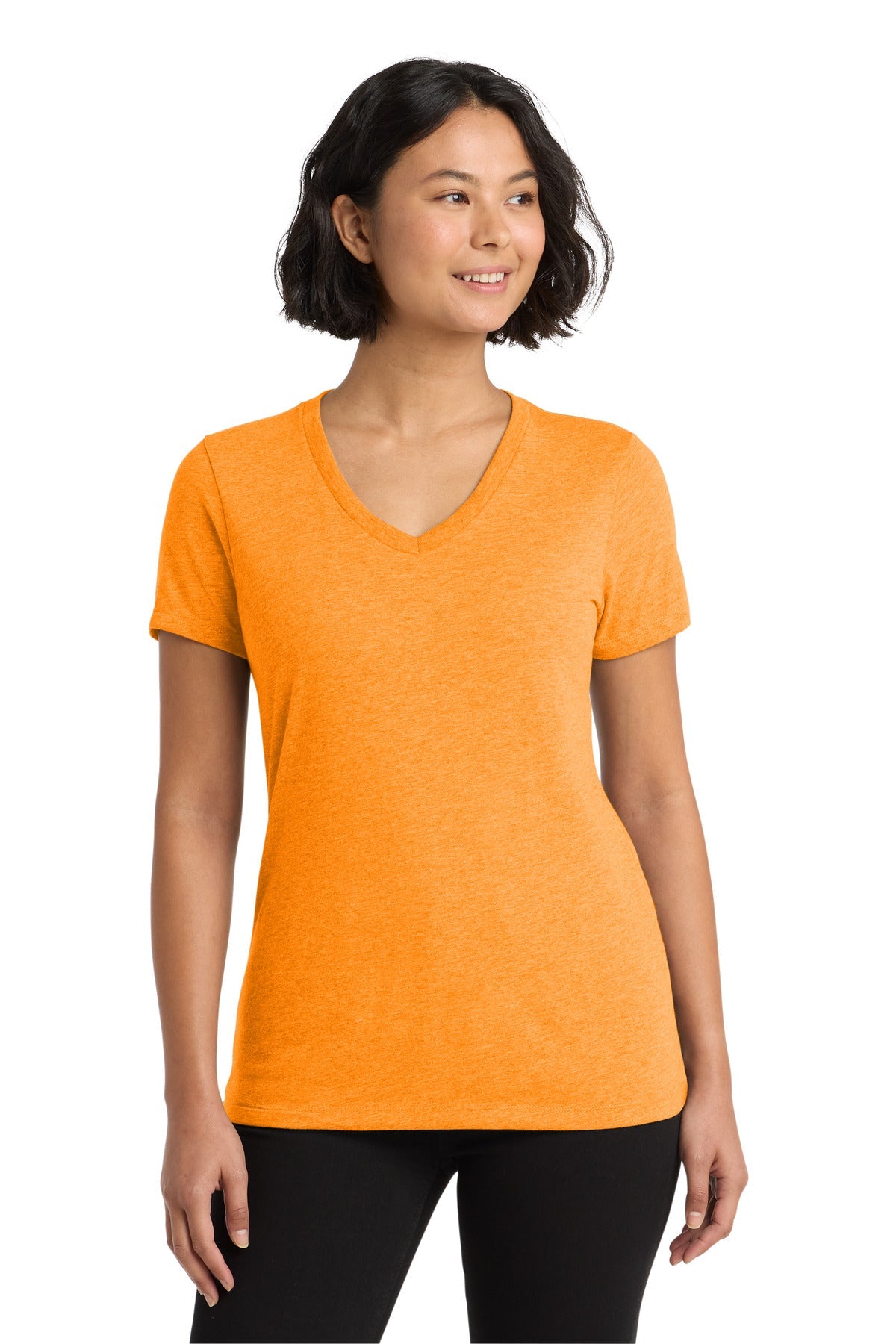 Front View of OrngUFancy Allmade Women's Tri-Blend V-Neck Tee AL2018