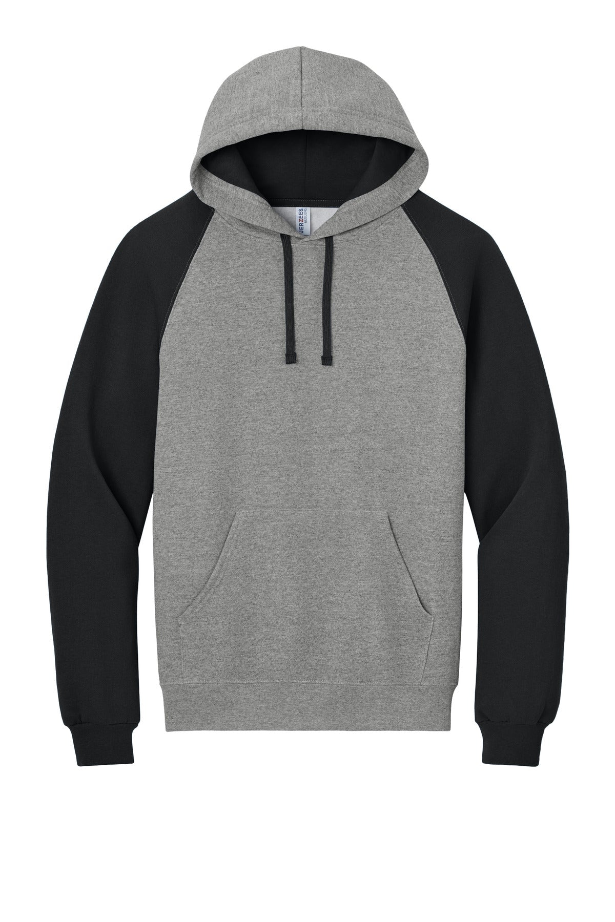 Front View of Ox/Black Jerzees Unisex NuBlend Colorblock Raglan Hoodie Sweatshirt 96C