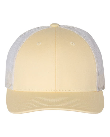 Front View of Pale Banana/ Birch Low Pro Trucker Cap - 115