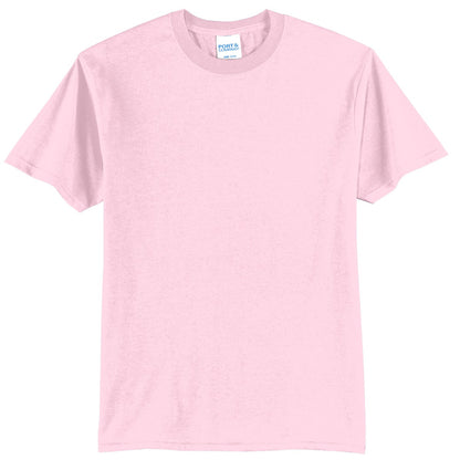 Front View of Pale Pink Port & Co Core Blend Tee. PC55
