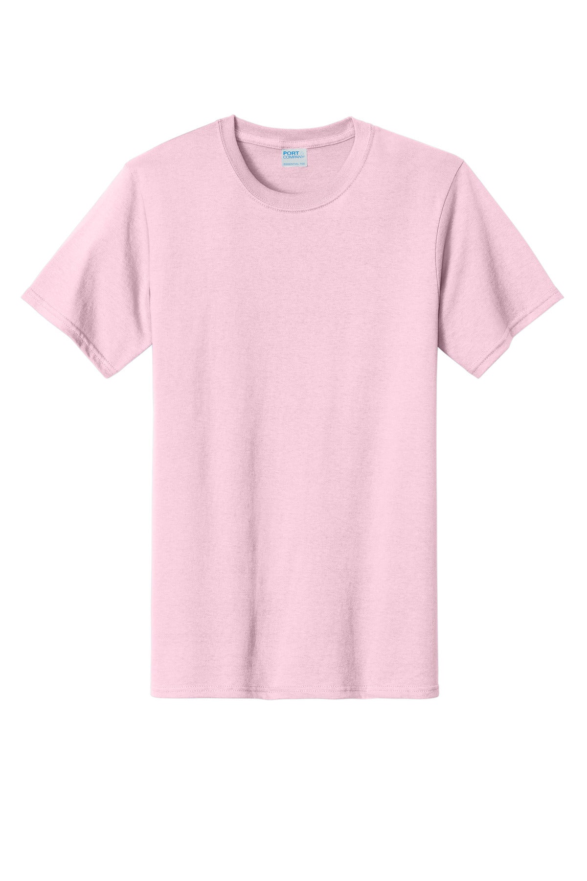 Front View of Pale Pink Port & Co Tall Essential Tee. PC61T