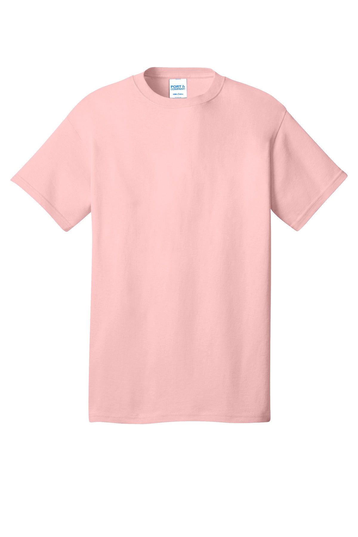 Front View of PaleBlush Port & Co Core Cotton Tee. PC54