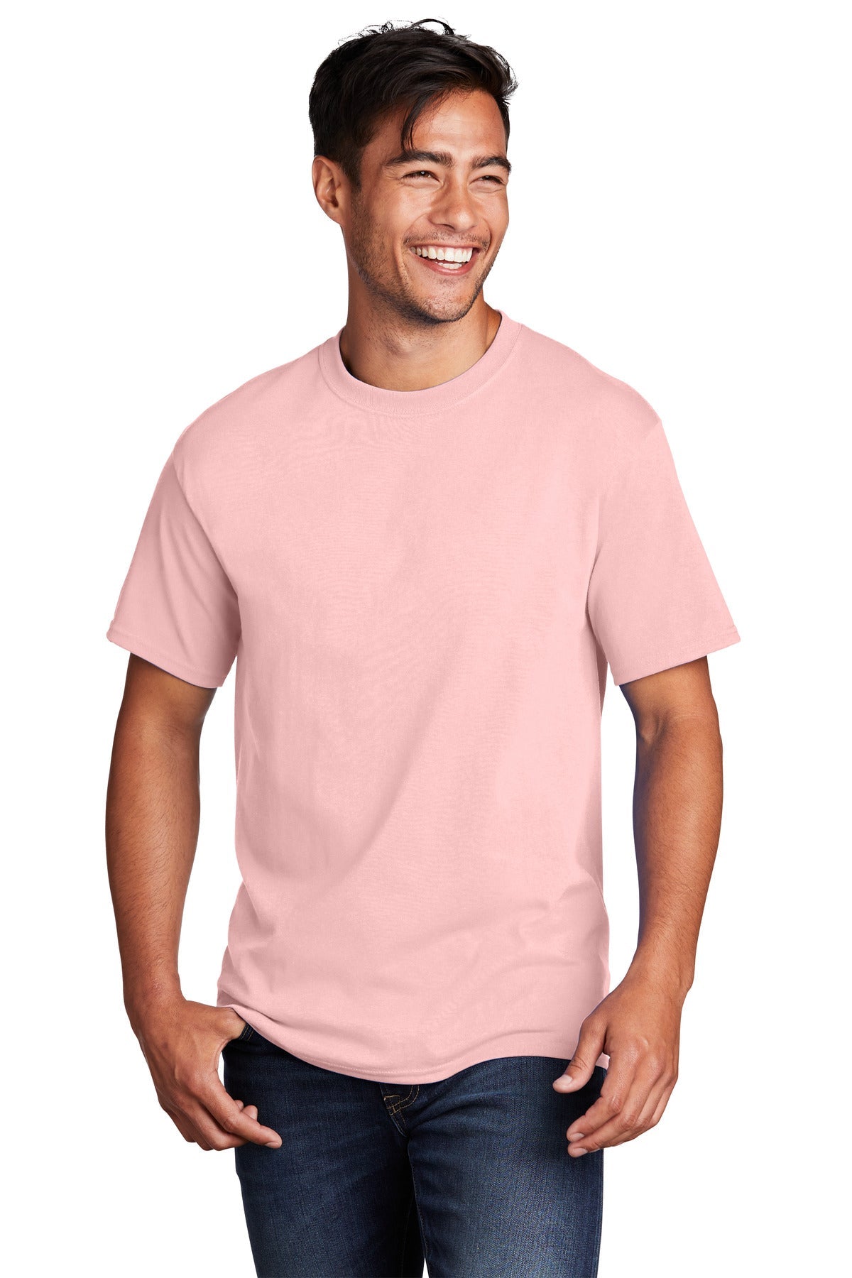 Front View of PaleBlush Port & Co Core Cotton Tee. PC54