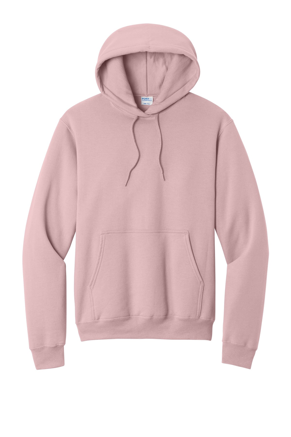 Front View of PaleBlush Port & Co Core Fleece Pullover Hooded Sweatshirt. PC78H