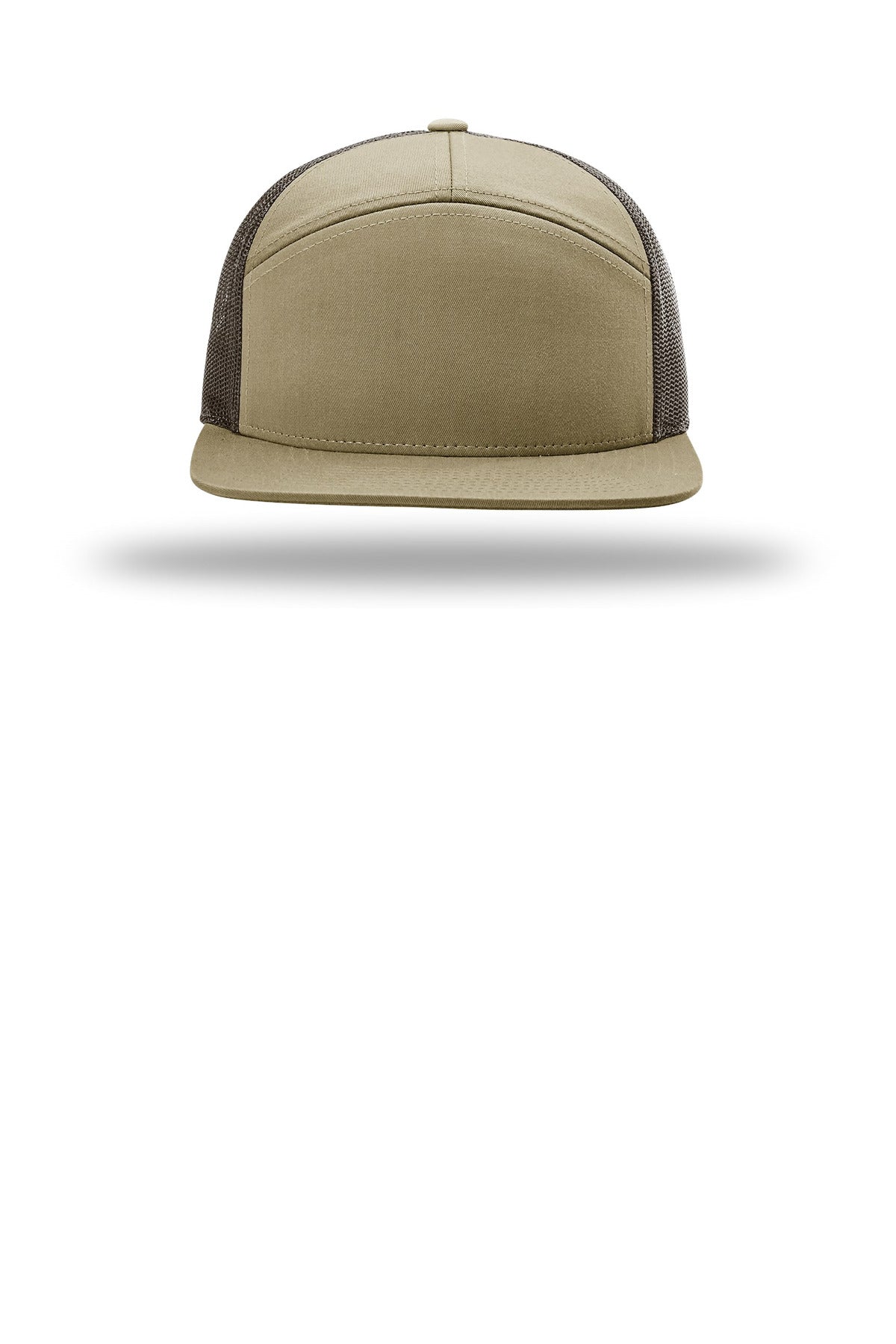 Front View of PaleKh/Brn Richardson 7-Panel Trucker 168