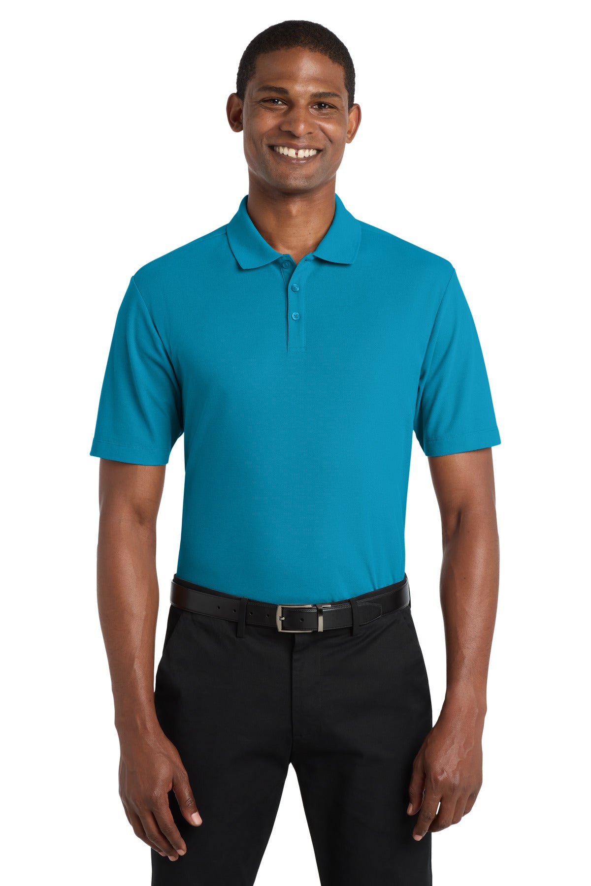 Front View of ParcelBlue Port Authority SuperPro React Polo. K810