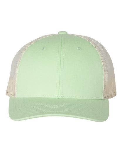Front View of Patina Green/ Birch Low Pro Trucker Cap - 115