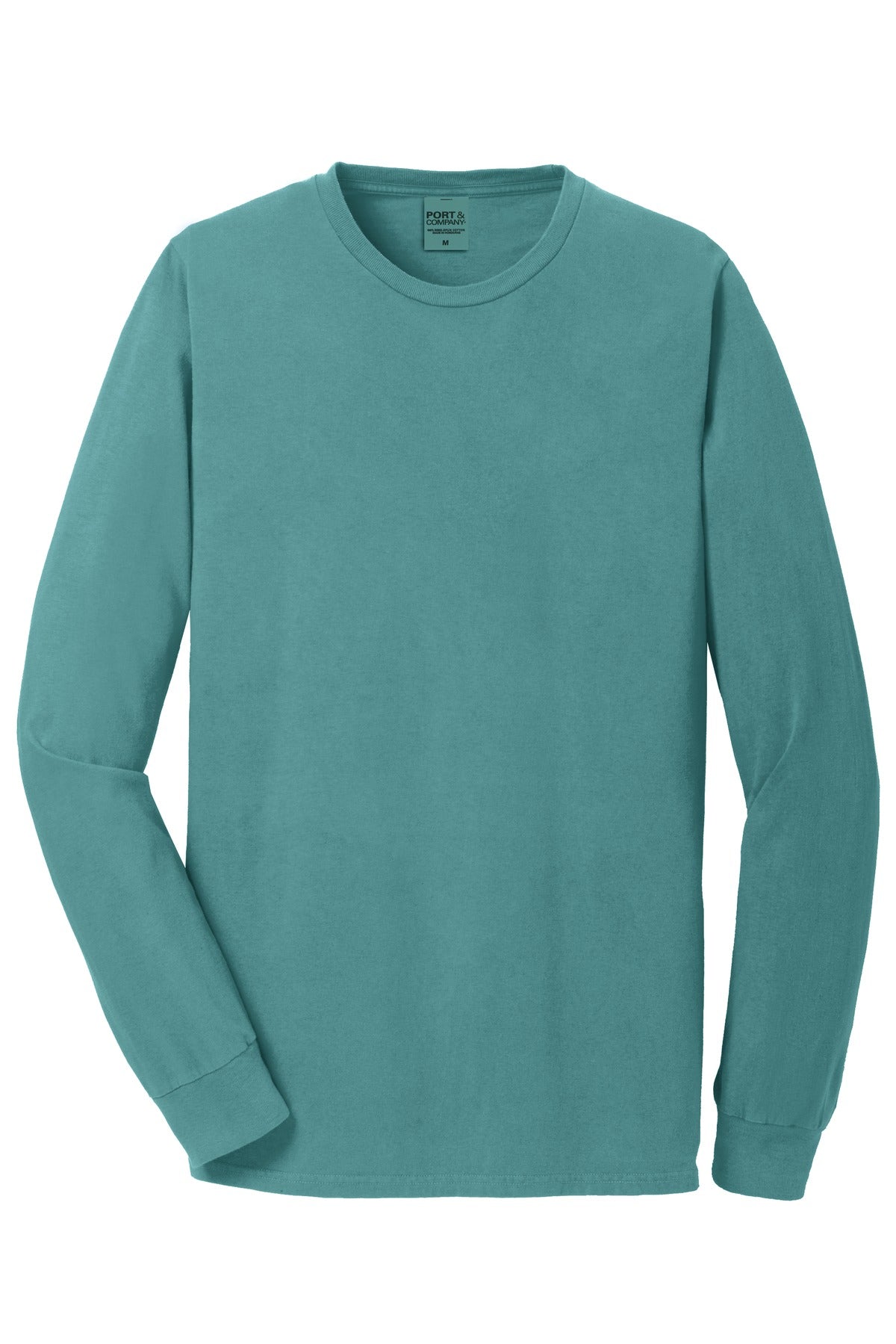 Front View of Peacock Port & Co Beach Wash Garment-Dyed Long Sleeve Tee PC099LS