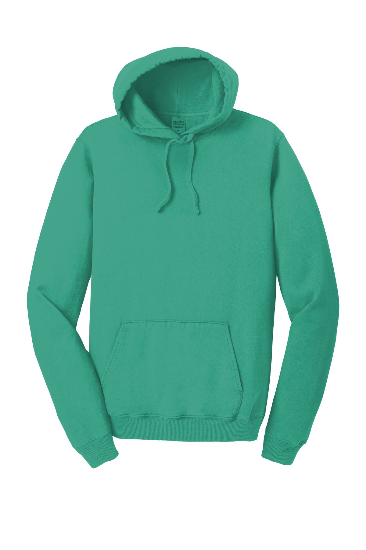 Front View of Peacock Port & Co Beach Wash Garment-Dyed Pullover Hooded Sweatshirt. PC098H