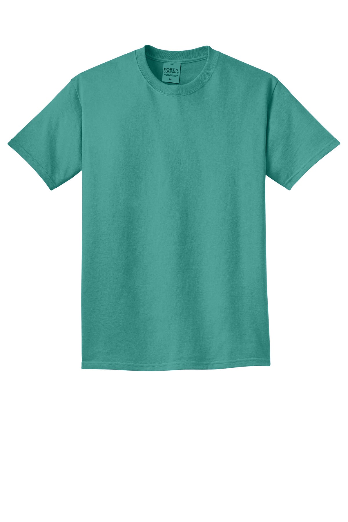 Front View of Peacock Port & Co Beach Wash Garment-Dyed Tee. PC099