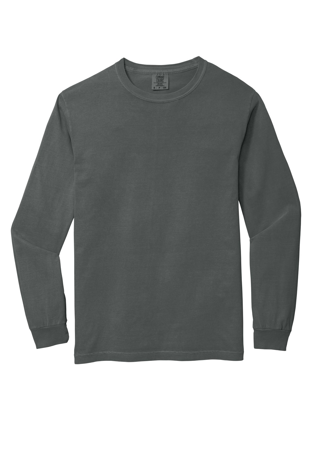 Front View of Pepper COMFORT COLORS Heavyweight Ring Spun Long Sleeve Tee. 6014