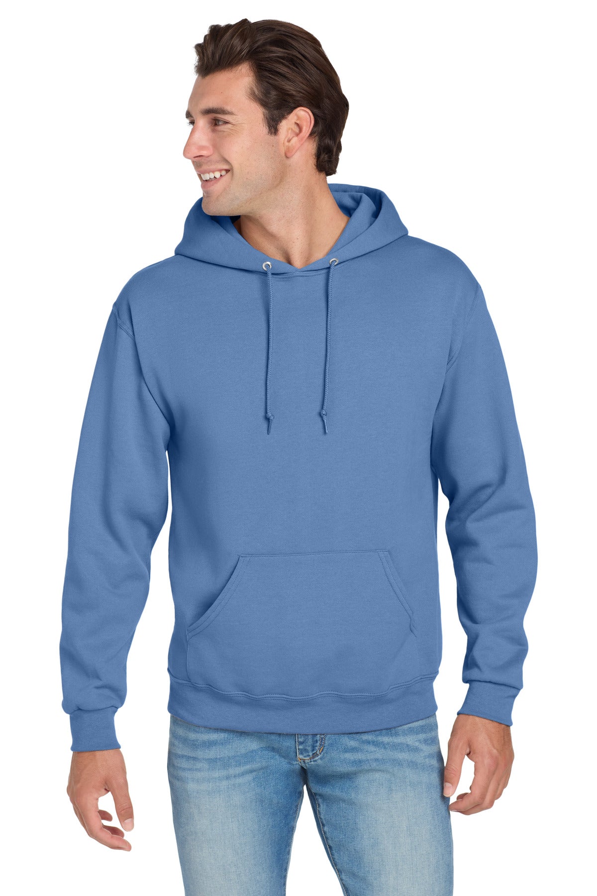 Front View of PeriwnklBl Jerzees NuBlend Pullover Hooded Sweatshirt. 996M